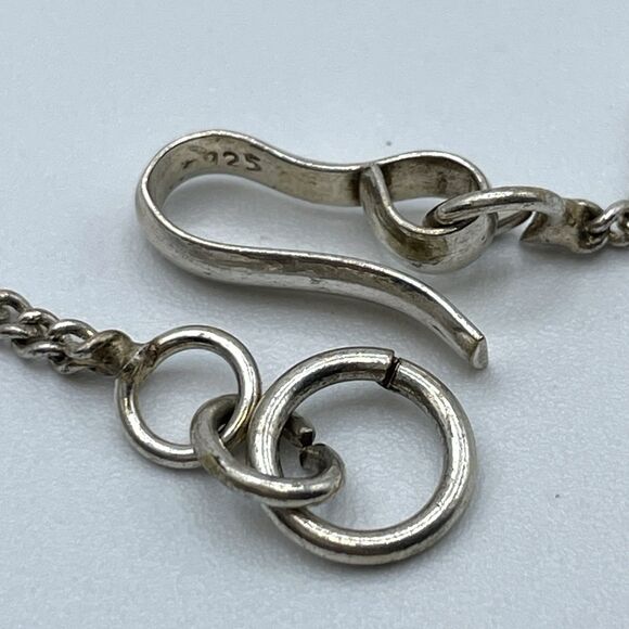 925 Sterling Silver Blue Glass Cha Cha Y Drop Necklace Boho Statement - Picture 3 of 7